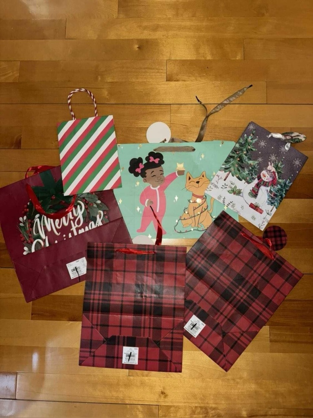 Various Christmas gift bags